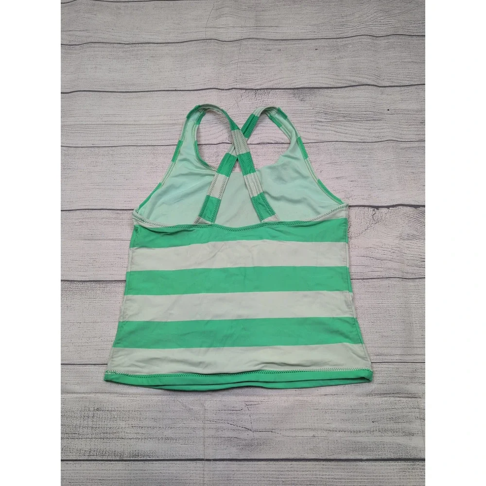 12 Primary Green Stripe Tankini Top